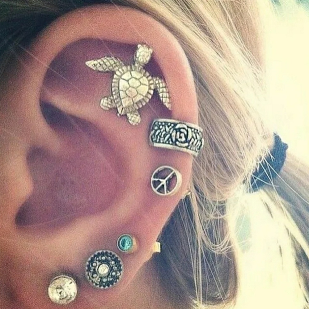 Turtle Earring & Ear Cuff Set - Picture 2 of 4